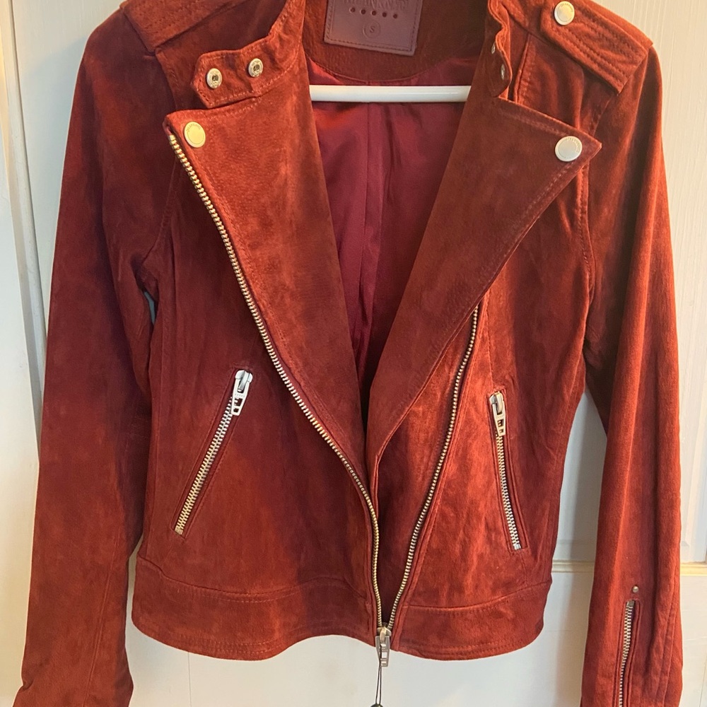 NWT Blank NYC Suede Moto jacket in Deep Red, size Small - Picture 5 of 8